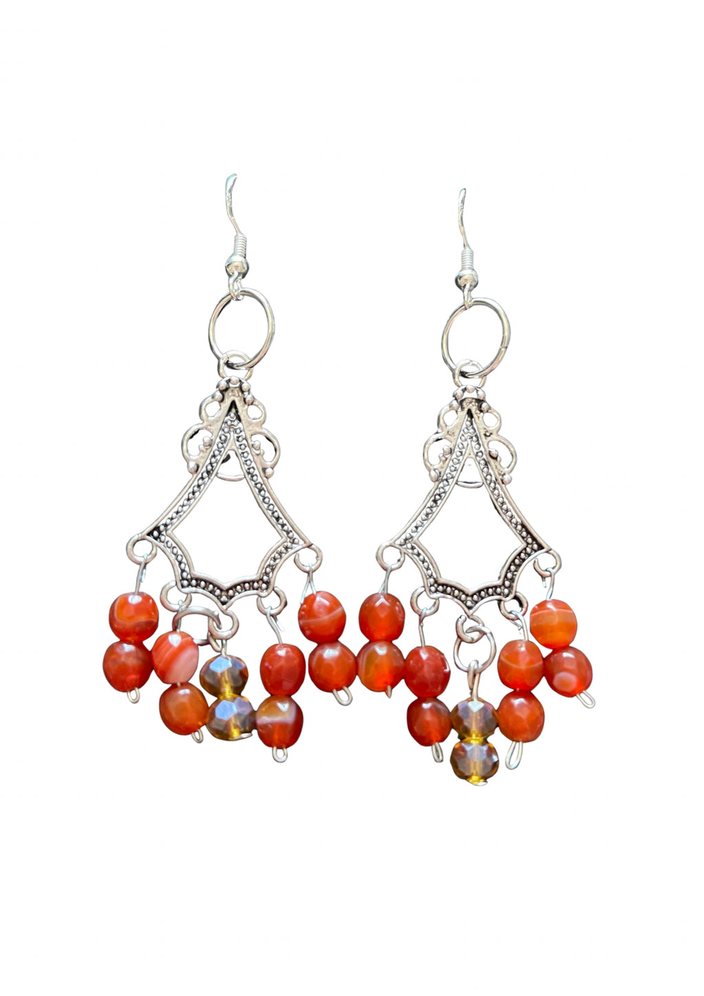 Boucles D'Oreilles Argent Perles D'Agate et D'Abaque