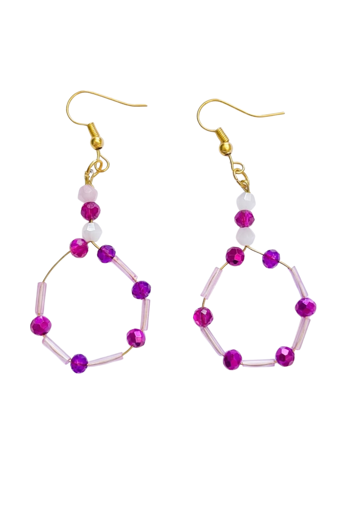 Boucles d'oreilles en Verre Rose Blanc