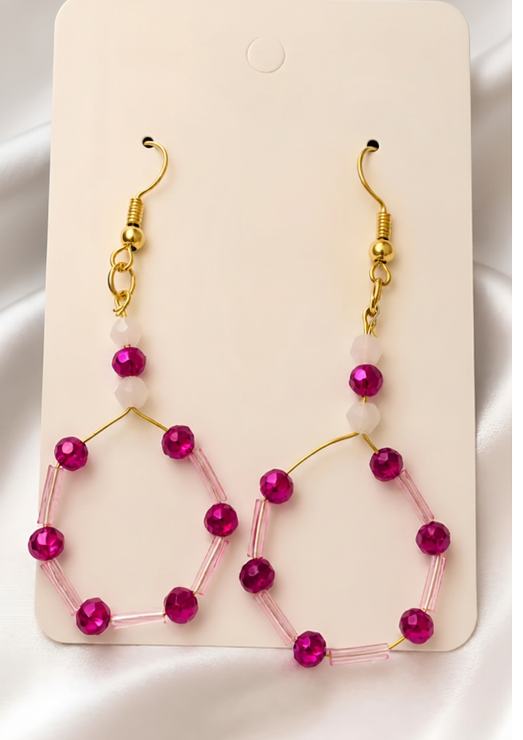 Boucles d'oreilles en Verre Rose Blanc