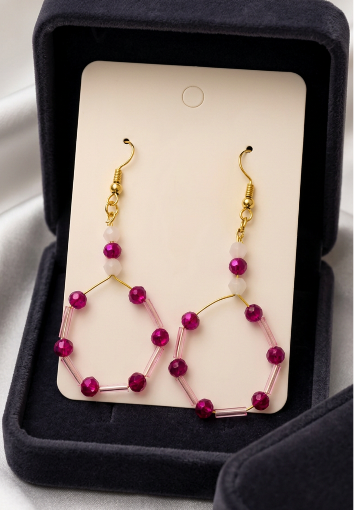 Boucles d'oreilles en Verre Rose Blanc