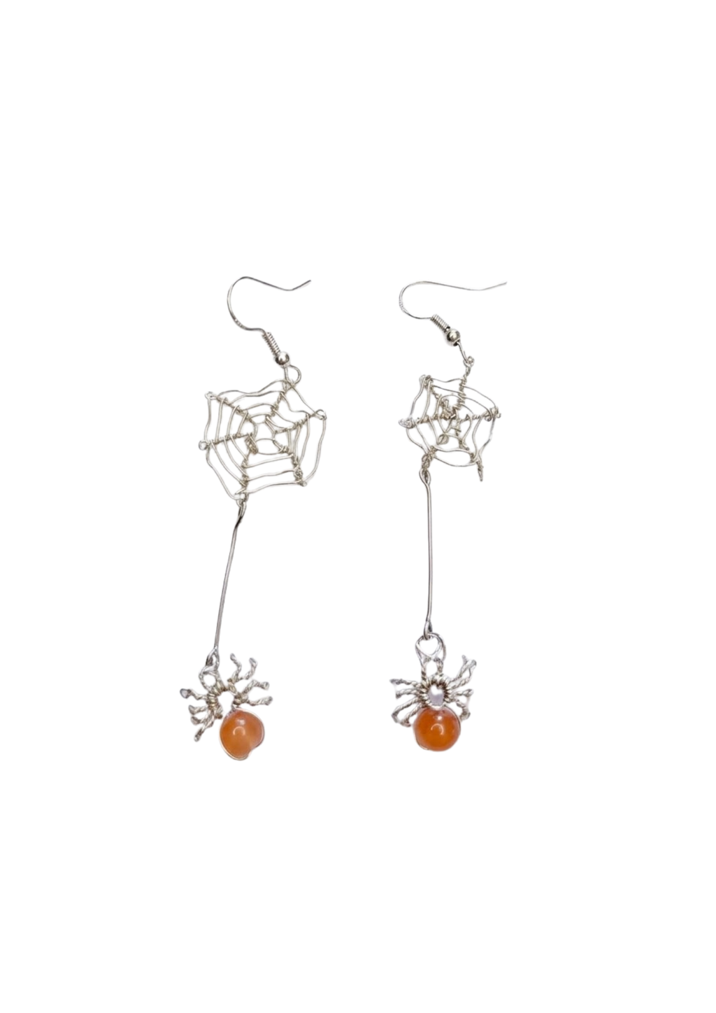 Boucle d'oreilles Araignée et sa Toile d'argent