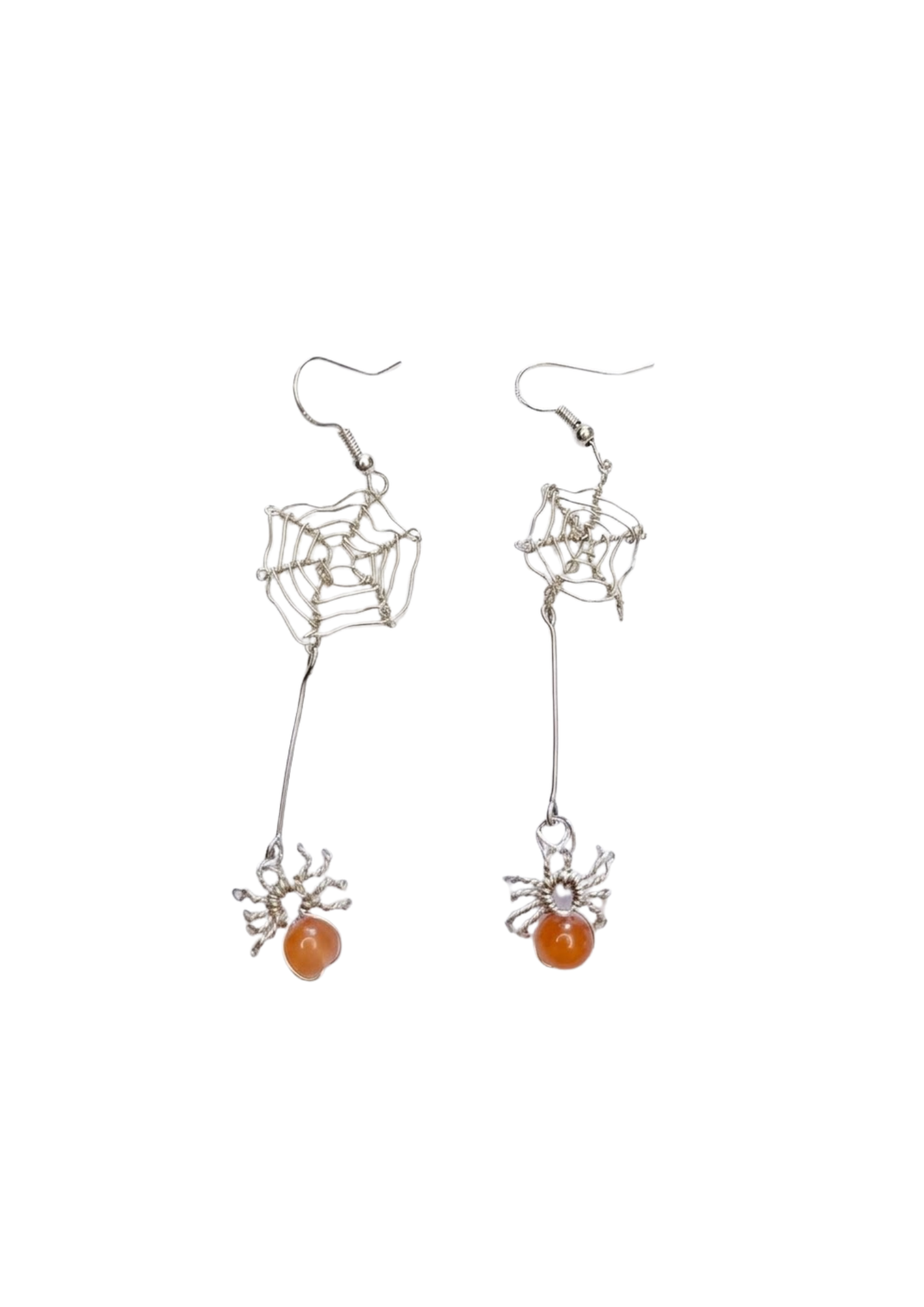 Boucle d'oreilles Araignée et sa Toile d'argent