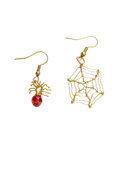 Boucles d'oreilles Araignées+Toile or