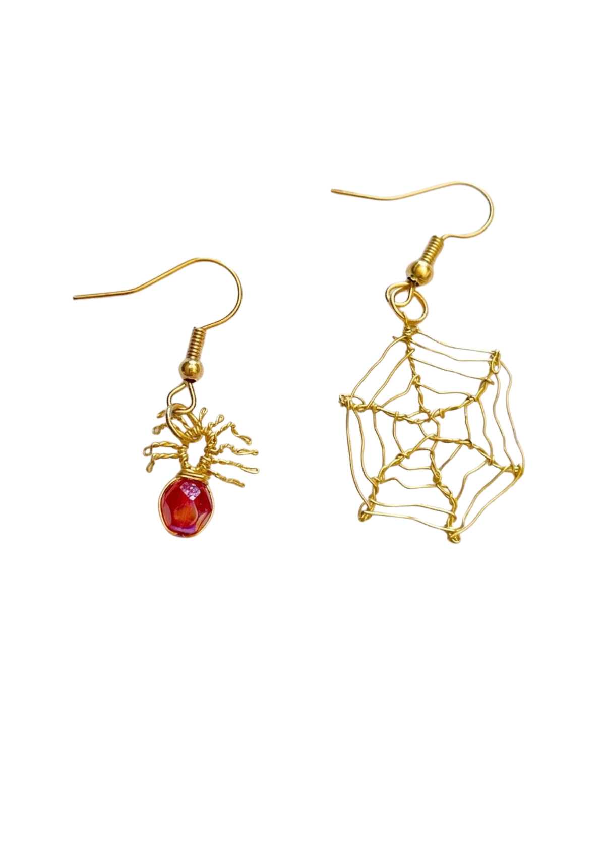 Boucles d'oreilles Araignées+Toile or