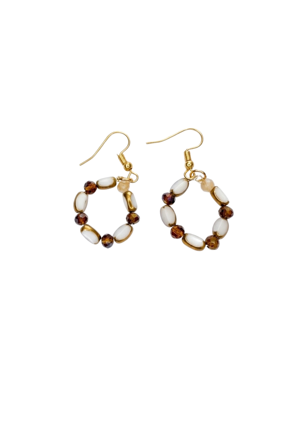 Boucles d'oreilles Cristal Blanc Marron