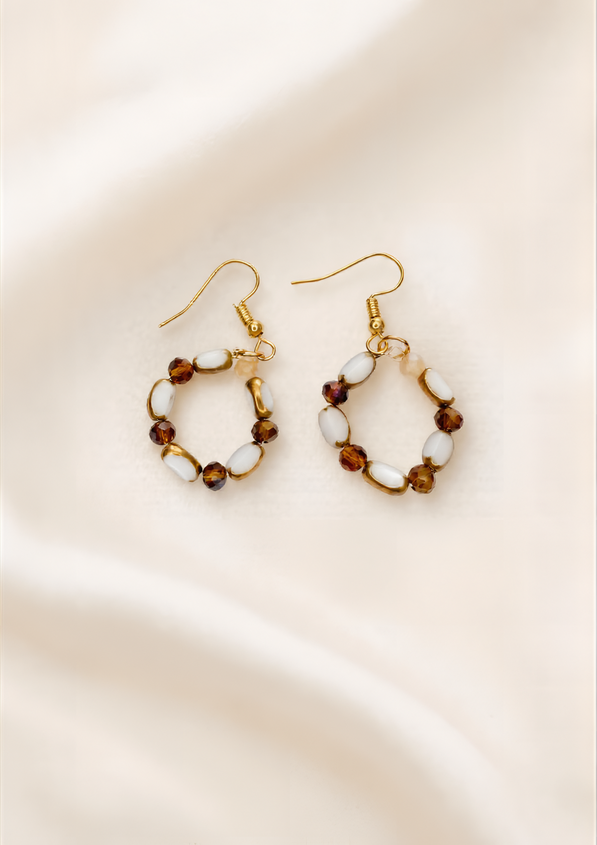 Boucles d'oreilles Cristal Blanc Marron