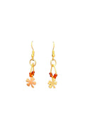 Boucles d'oreilles trèfle doré et perles de rocaille - vue de face