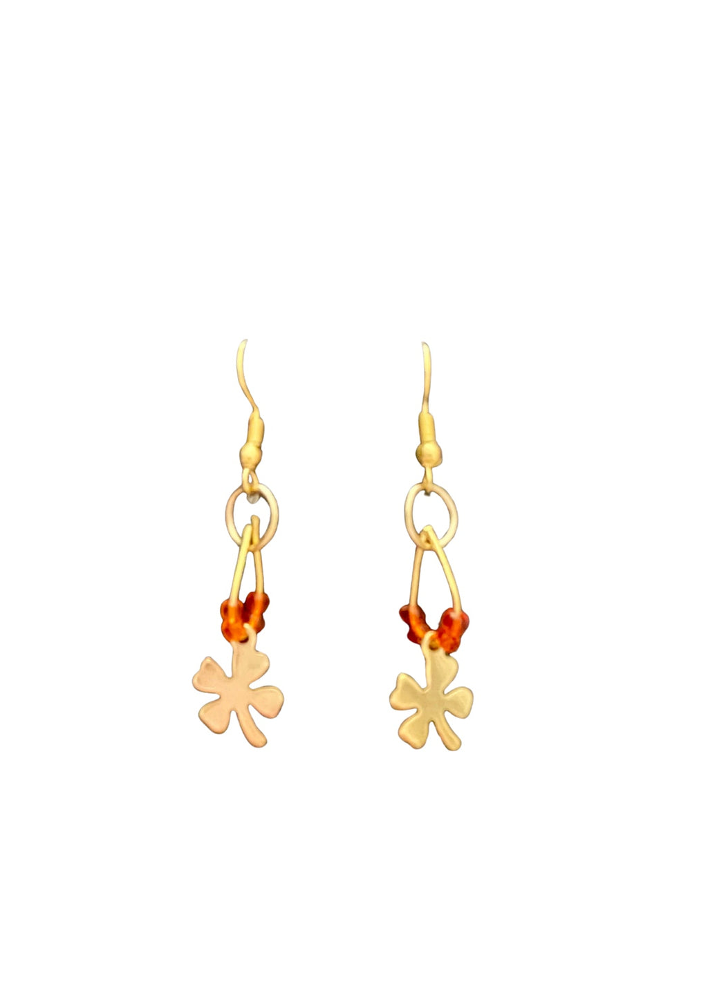 Boucles d'oreilles trèfle doré et perles de rocaille - vue 4