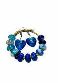 Parure Boucles d’oreilles cœur et Bracelet en perles de verre bleue