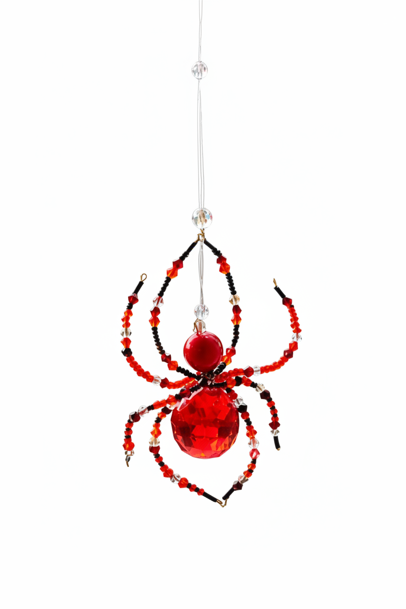 Bijou araignée rouge fond blanc