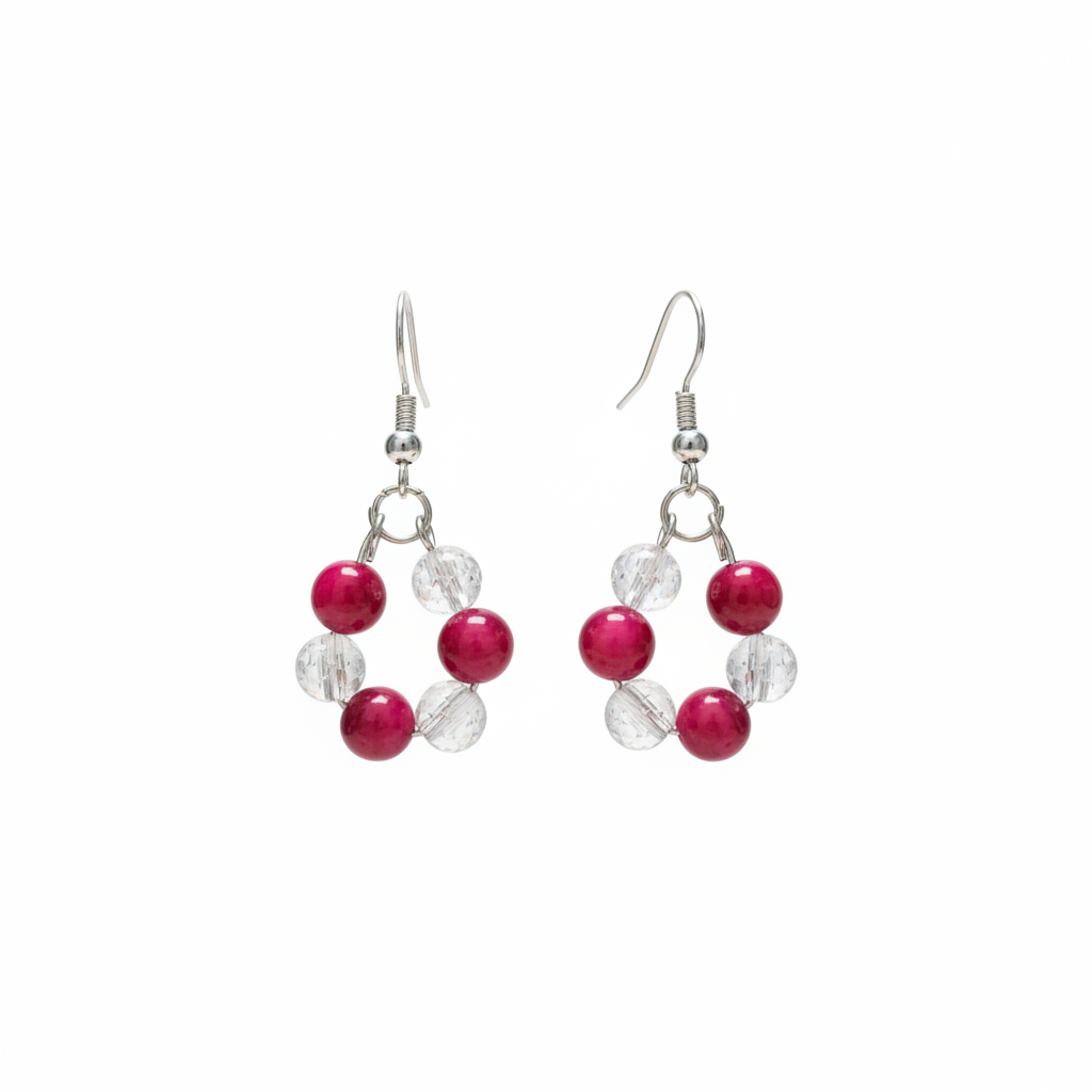 Boucles d'oreilles agate rose fond blanc