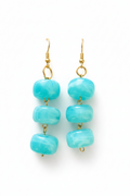 Boucles d'oreilles turquoise cascade fond blanc