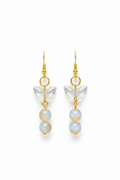 Boucles papillon cristal perles nacre fond blanc