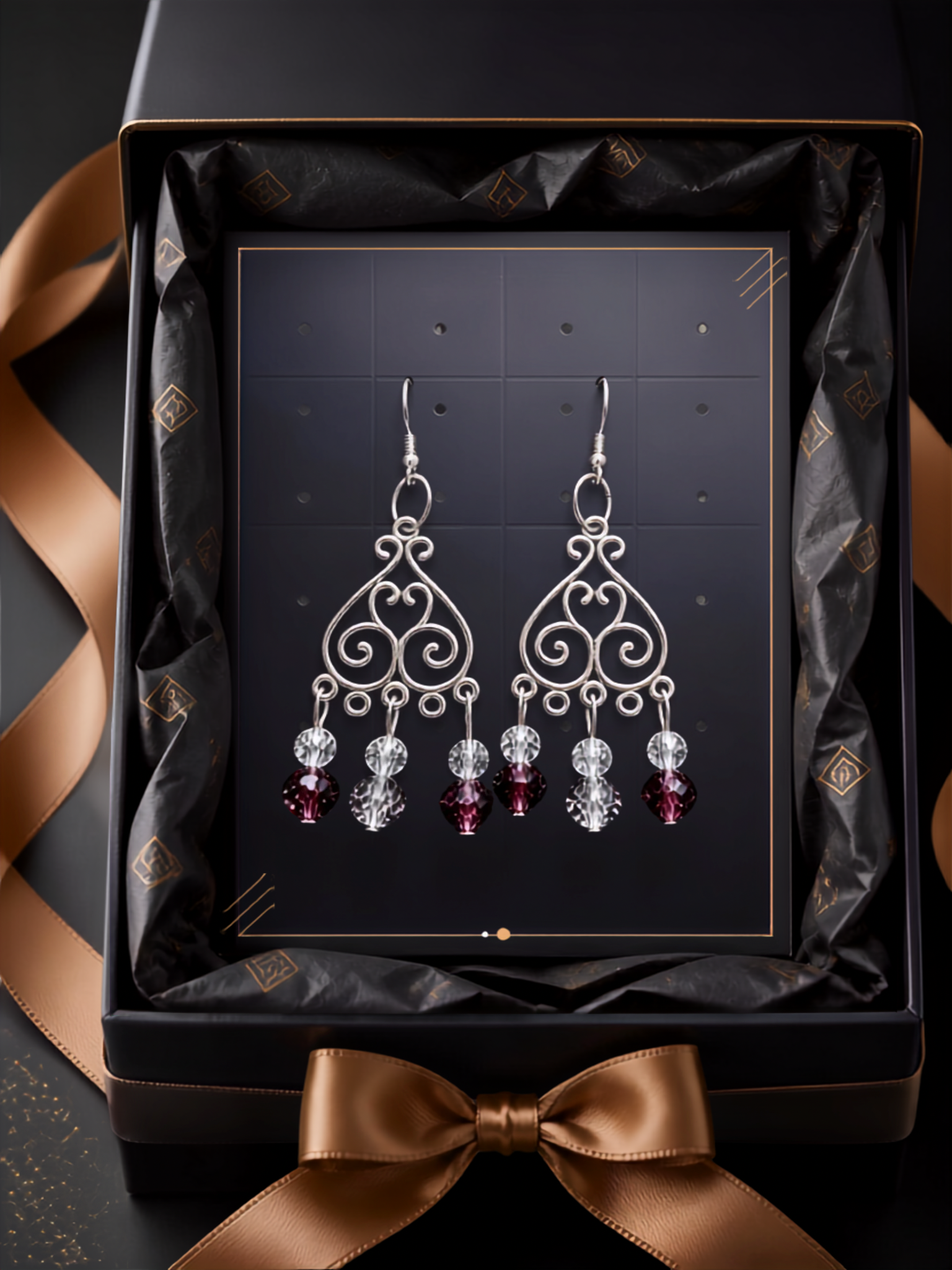 Boucles D'Oreilles Boheme Plaqué Argent et cristal