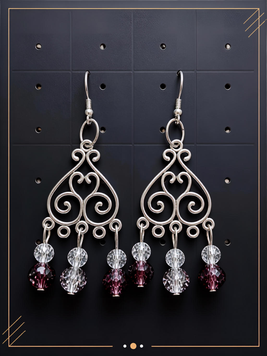 Boucles D'Oreilles Boheme Plaqué Argent et cristal
