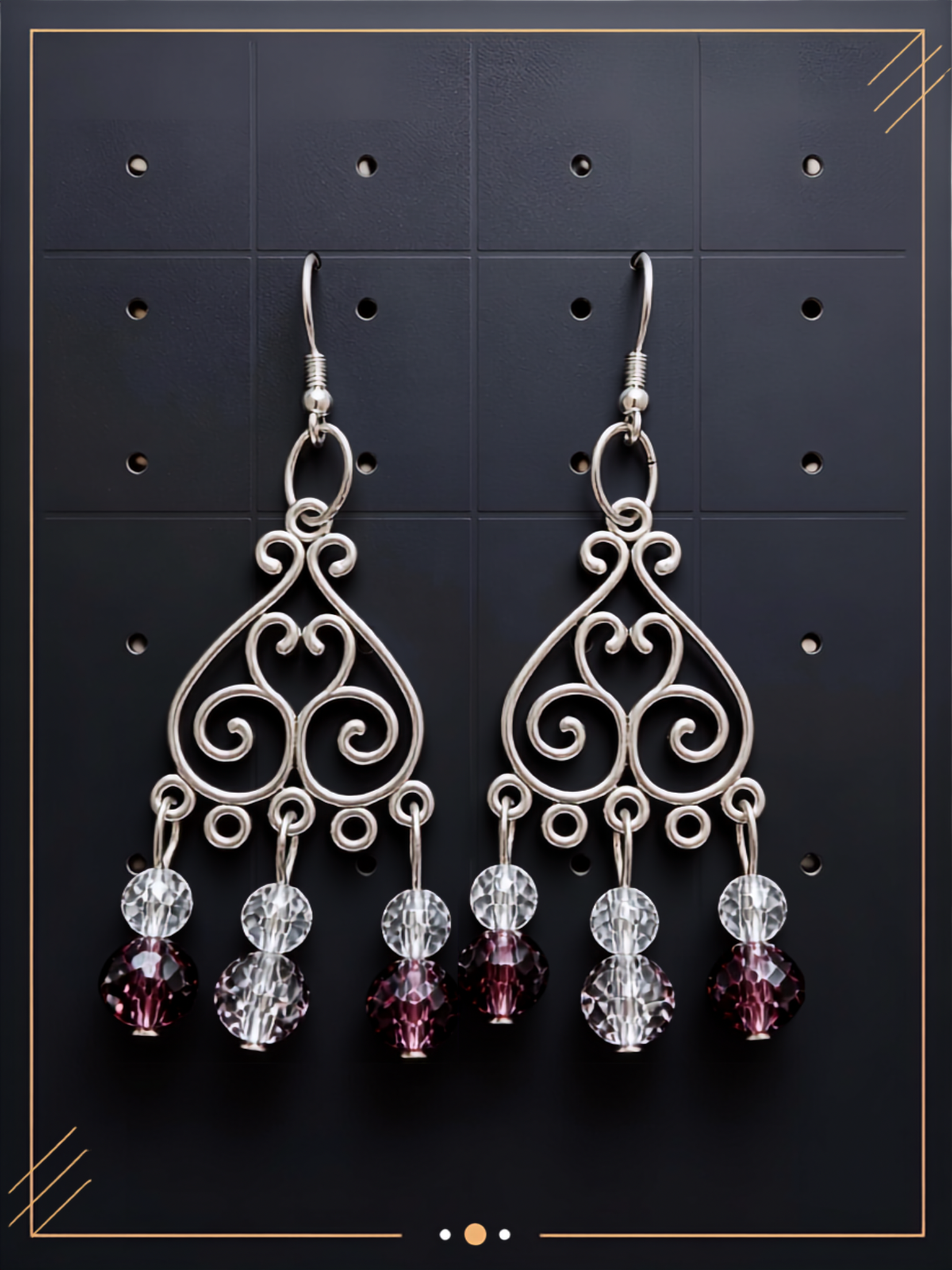Boucles D'Oreilles Boheme Plaqué Argent et cristal