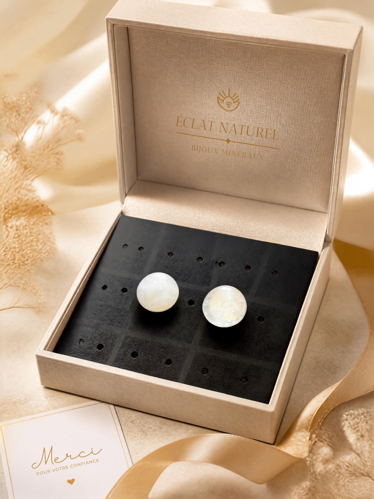 Boucles D'Oreilles en Cristal de Roche Blanche Naturelle