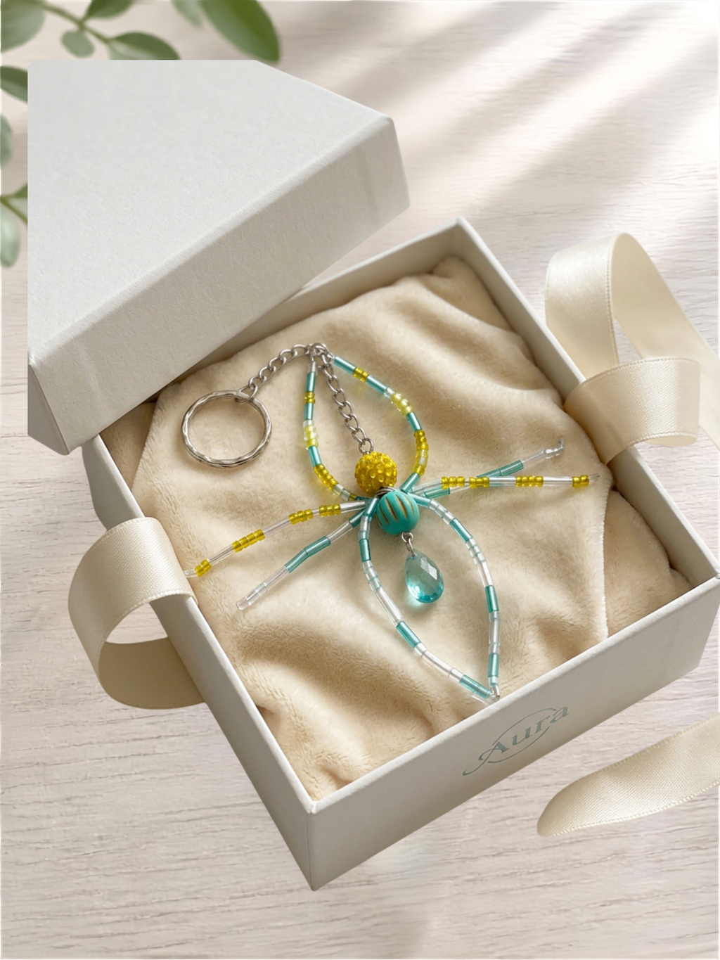 Porte-clés Araignée Artisanal – Perles de Verre Attrape-Lumière – Creat'joux