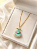 Collier plaqué or petite robe bleue