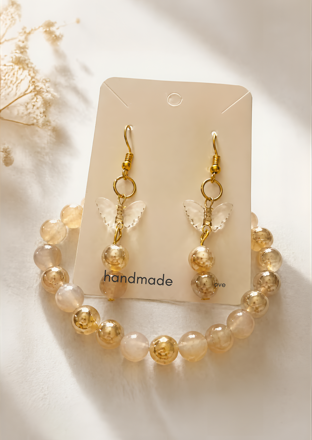 Parure Bracelet+Boucles d'oreilles papillons
