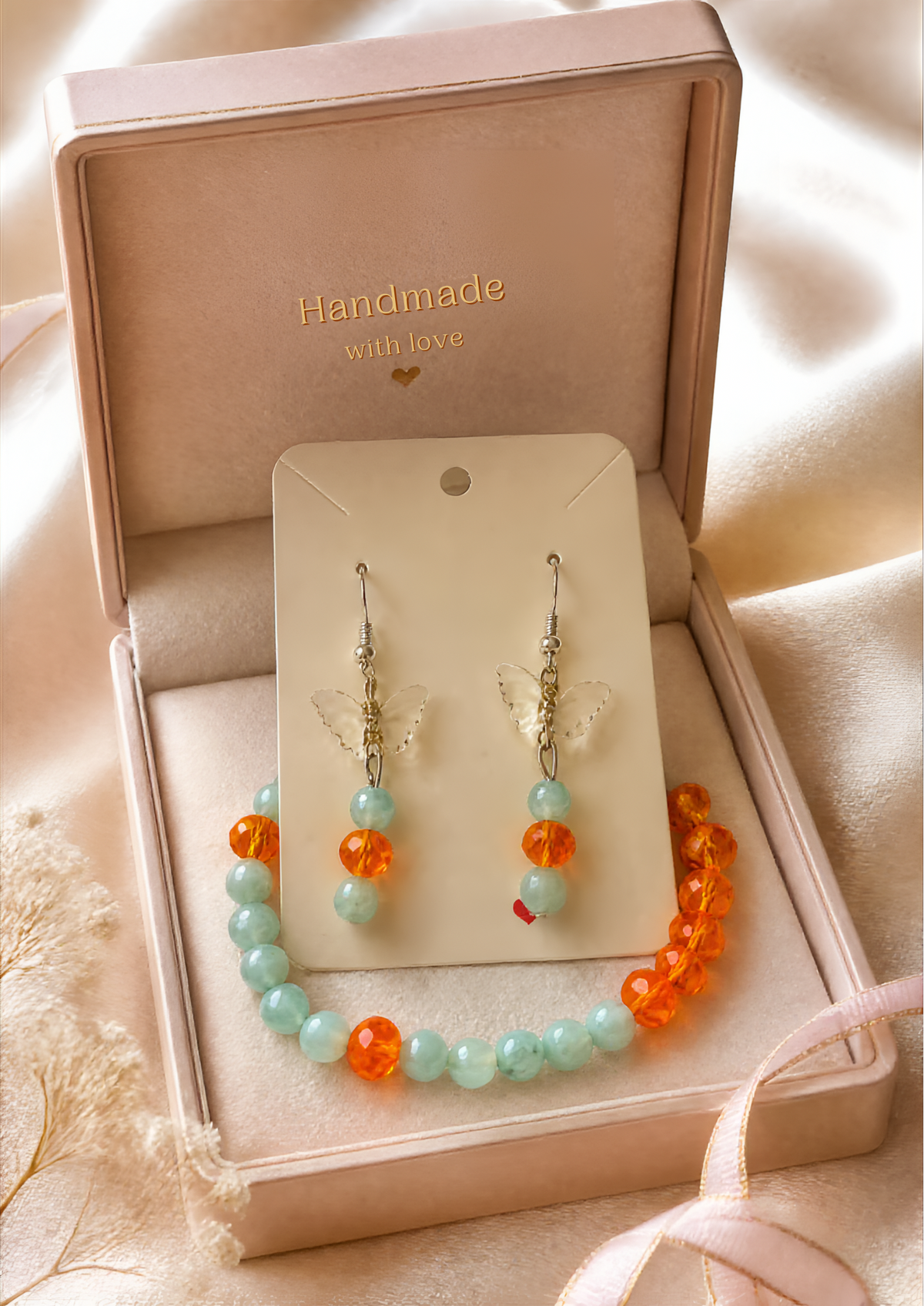 Parure Bracelet+Boucles d'oreilles papillons