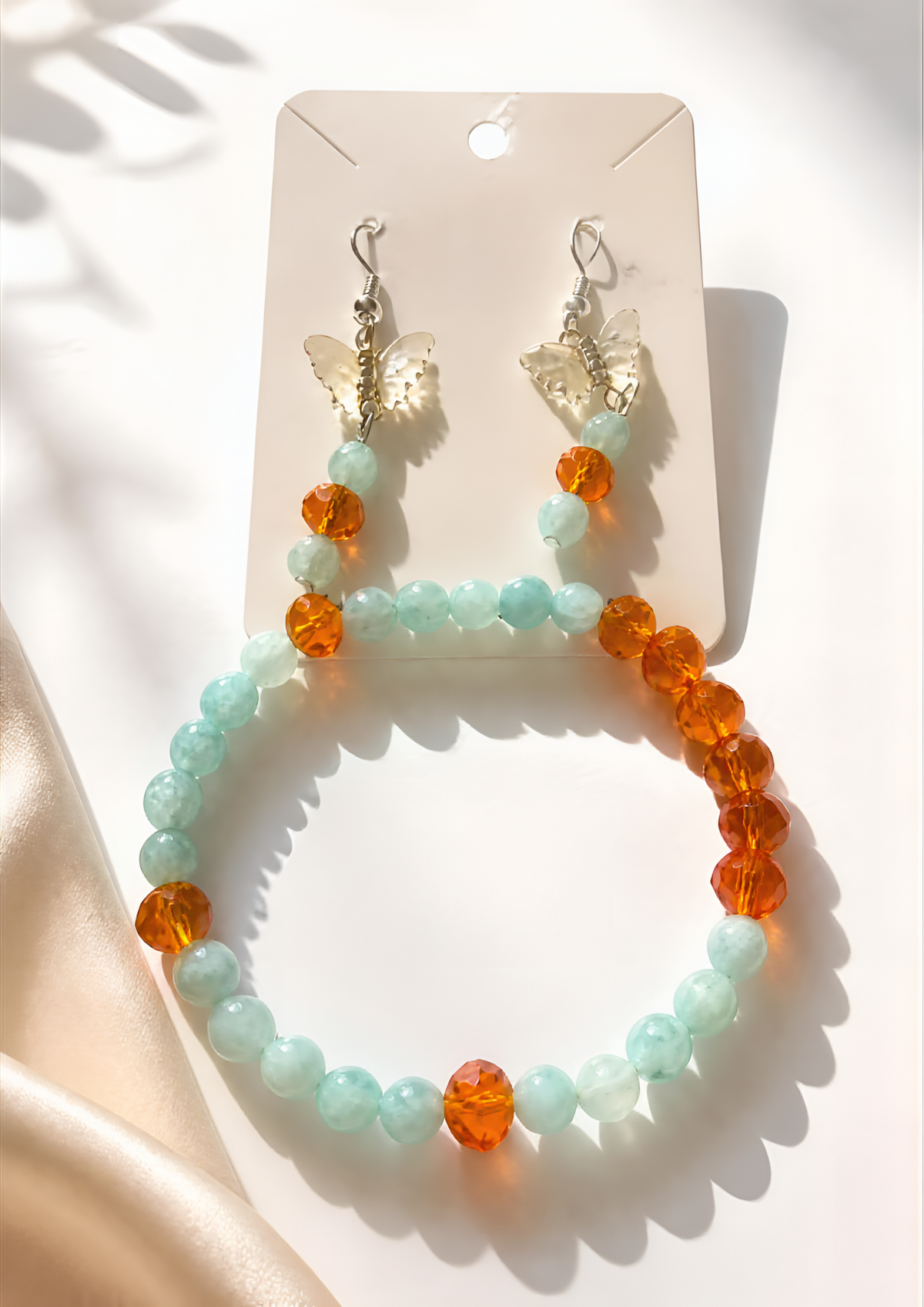 Parure Bracelet+Boucles d'oreilles papillons